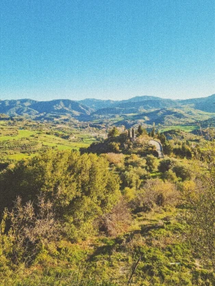 Terraced slopes of the Ezousa River Valley